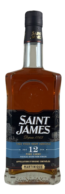 Rhum Saint James - Très Vieux Rhum Agricole - 12 ans PURE CANNE.
